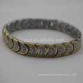 Antique Stainless Steel Two Tone Moon Link Bracelet With Metal Buckle